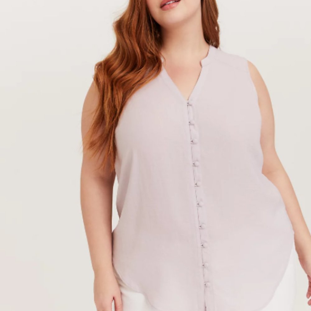 LIKE NEW! TORRID HARPER - LILAC PURPLE GAUZE BUTTON FRONT TUNIC TANK SIZE 3X - Picture 1 of 9